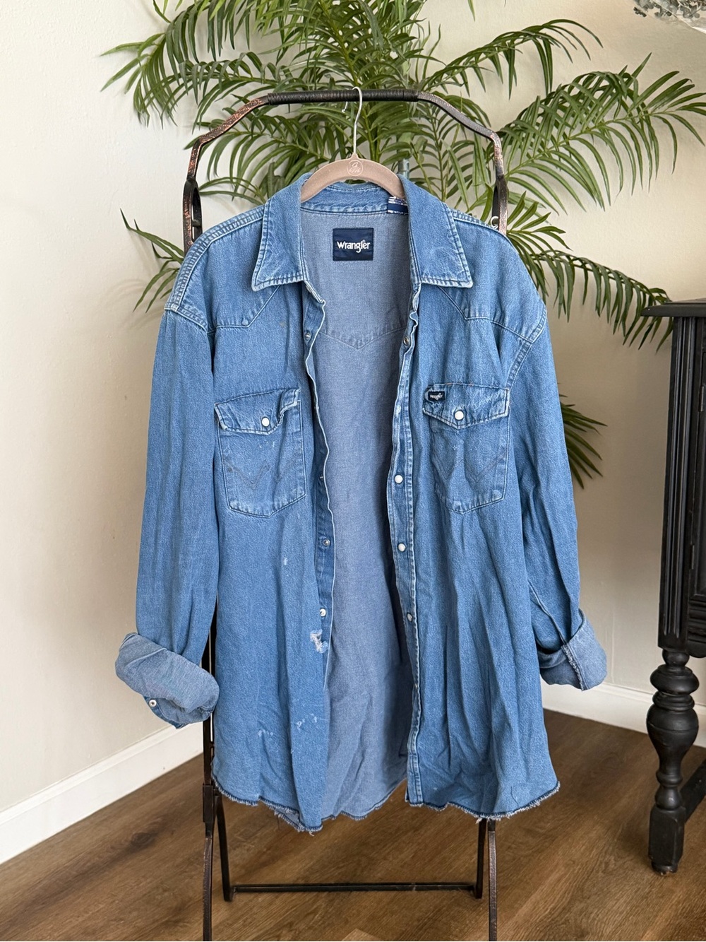 Wrangler Medium Blue Denim Western Shirt Jacket
